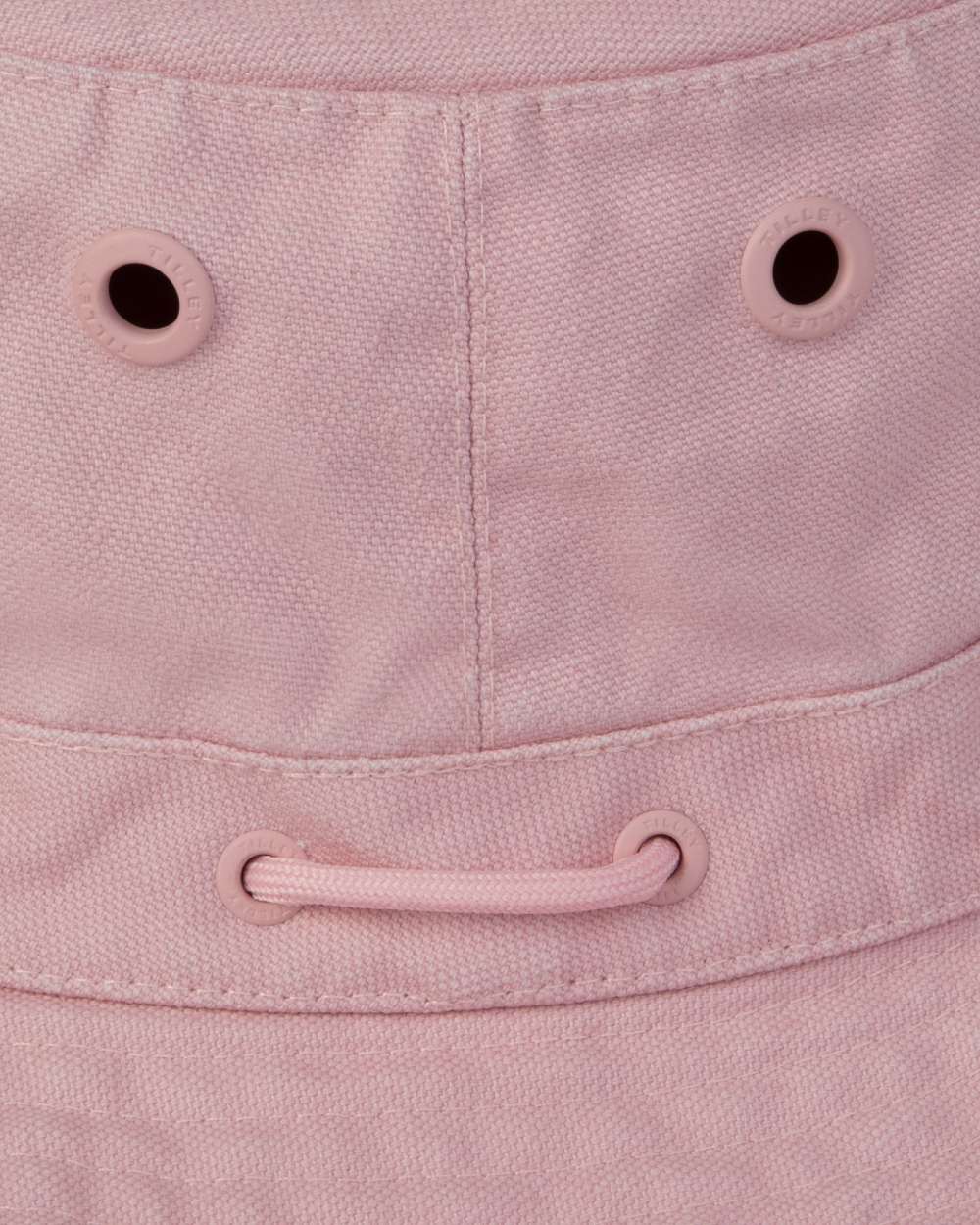 Light Pink Coloured Tilley Fringe Wanderer Hat on white background 