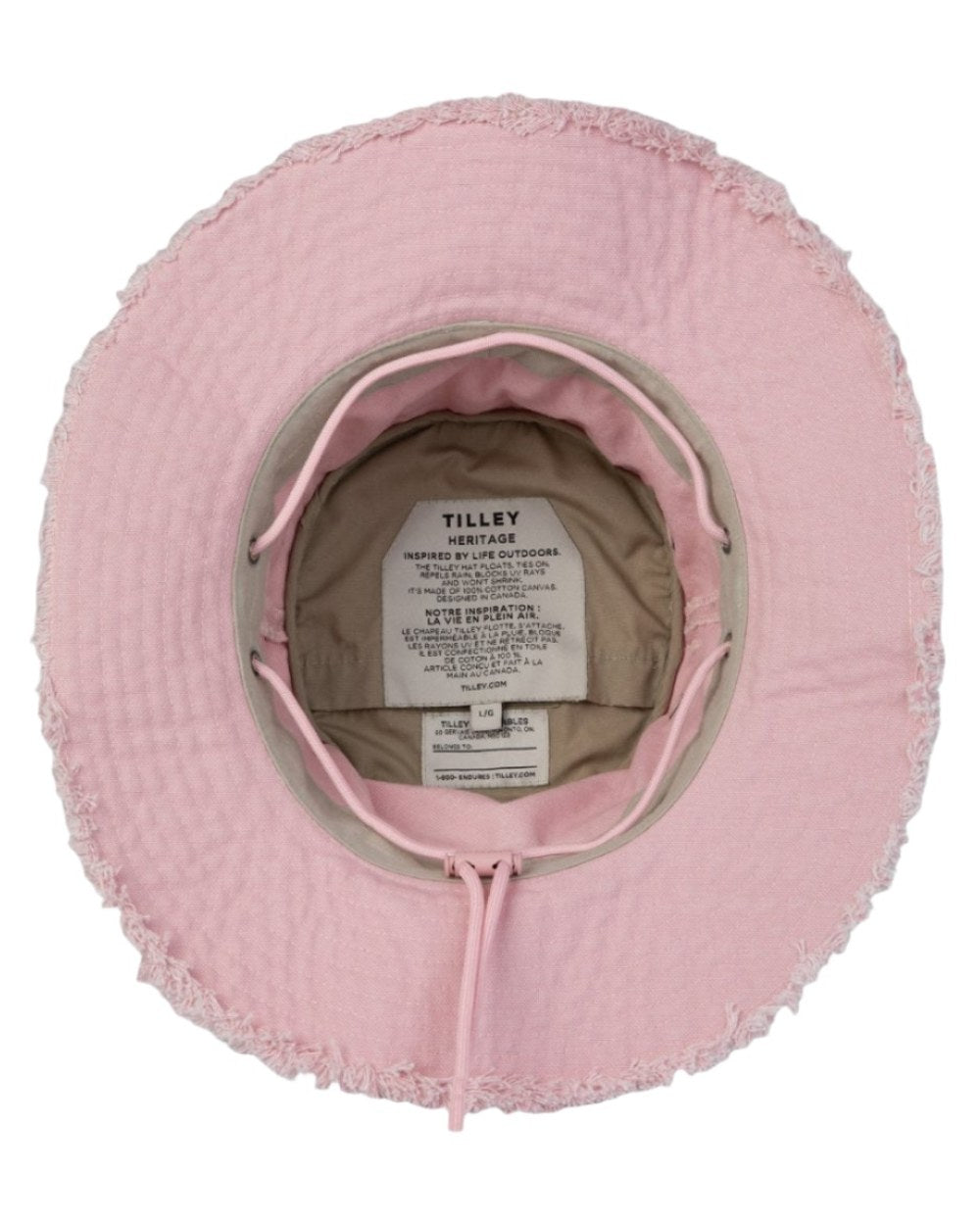 Light Pink Coloured Tilley Fringe Wanderer Hat on white background 