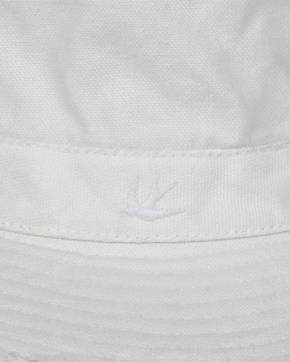 White Coloured Tilley Fringe Wanderer Hat on white background 