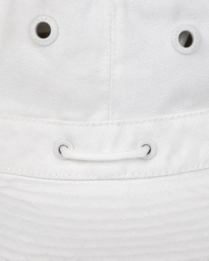 White Coloured Tilley Fringe Wanderer Hat on white background 