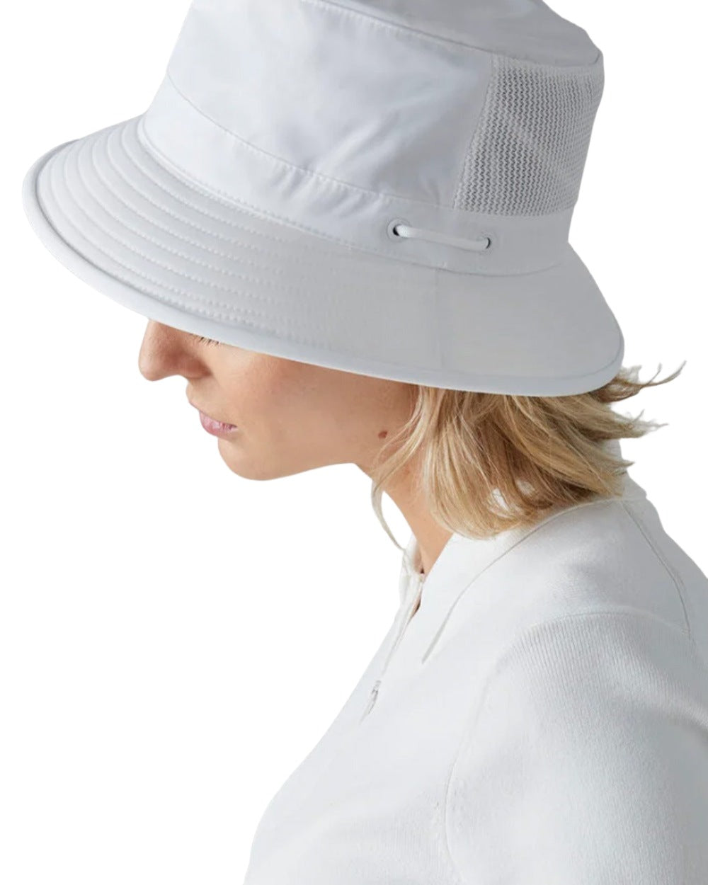 White Coloured Tilley Hat LTM1 Airflo Bucket On A White Background 