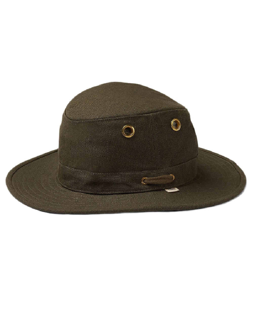 Green Olive Coloured Tilley Hemp Hat on white background 