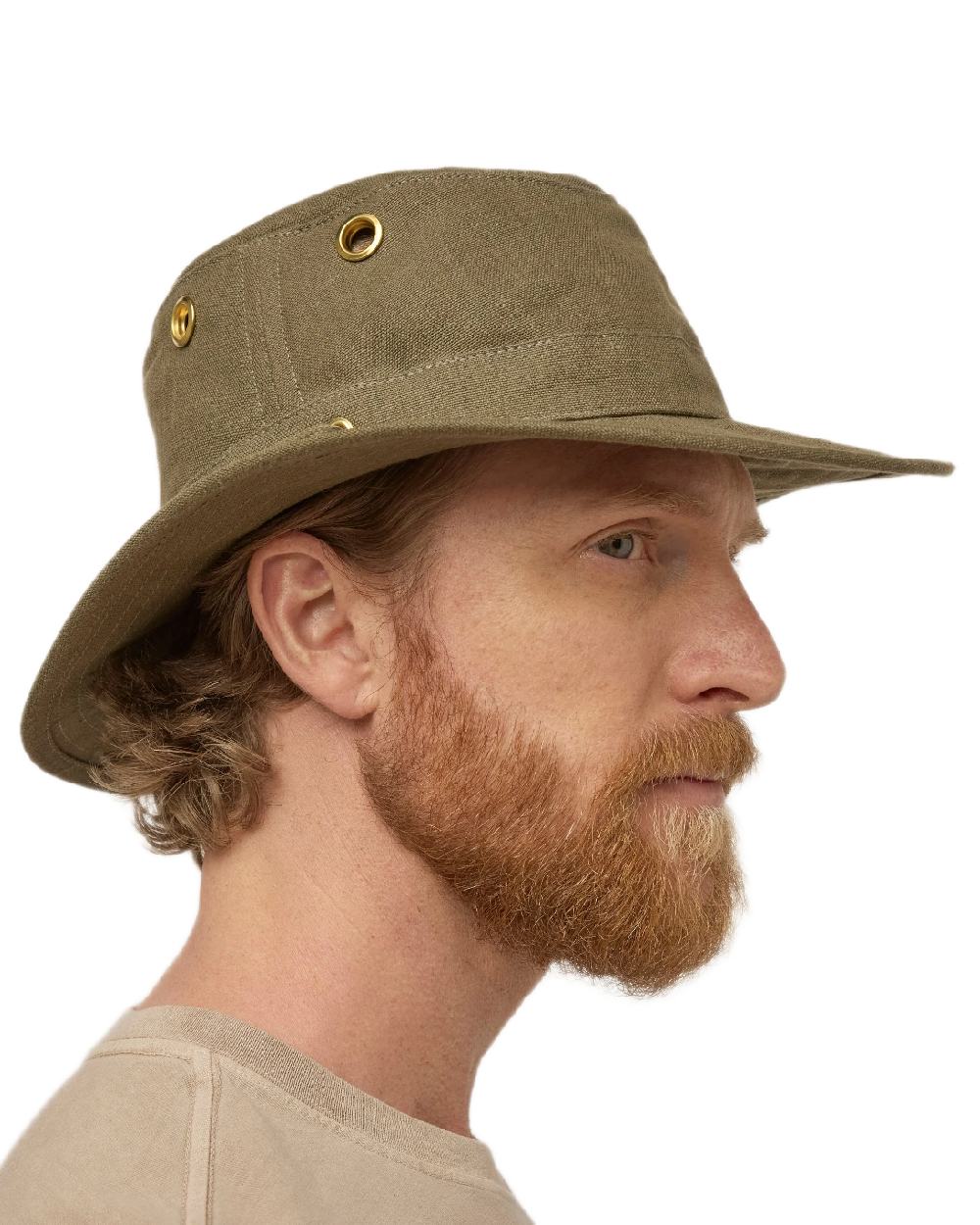 Mocha Coloured Tilley Hemp Hat on white background 