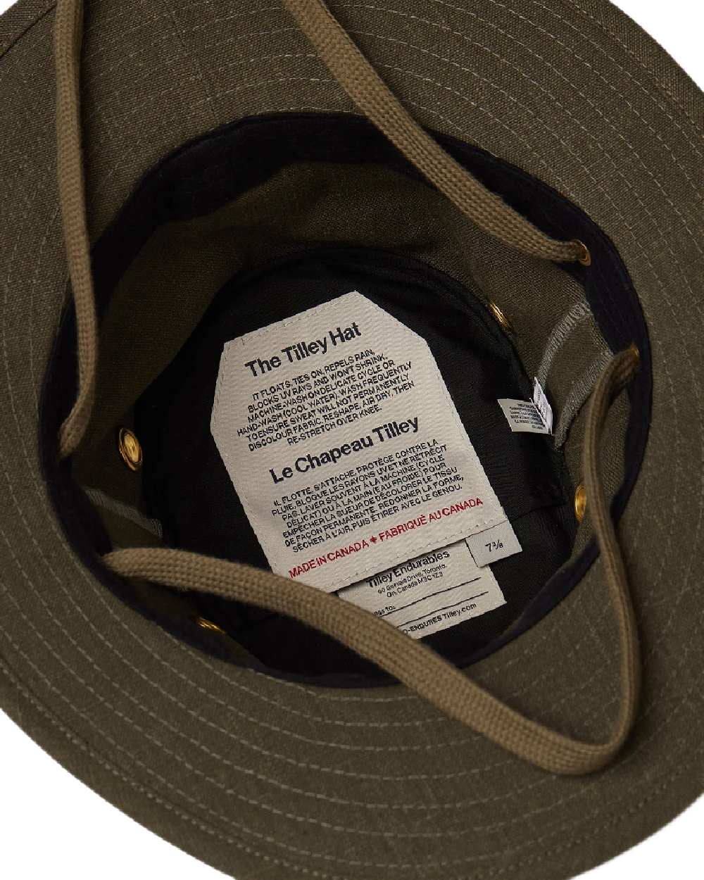 Green Olive Coloured Tilley Hemp Hat on white background 