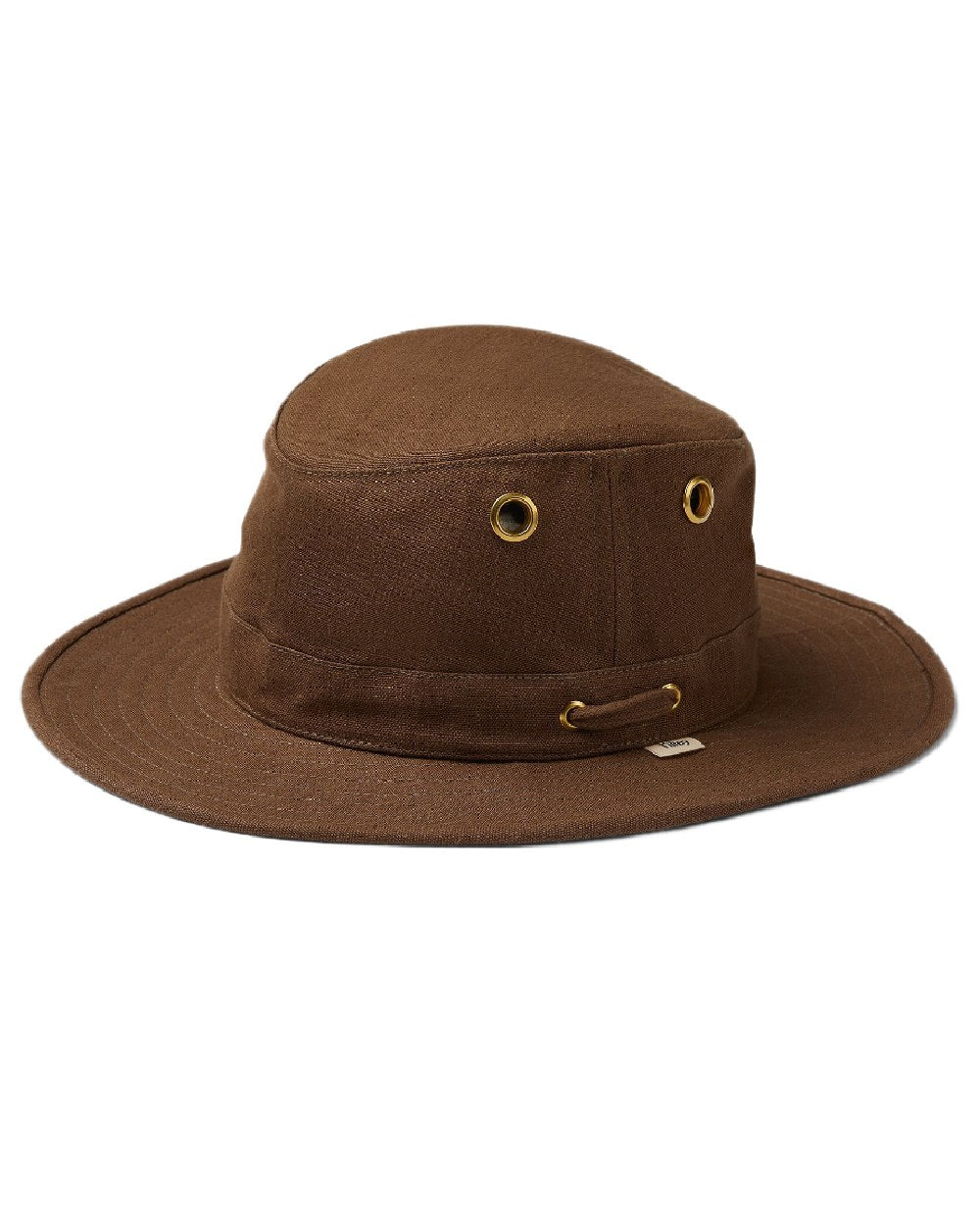 Mocha Coloured Tilley Hemp Hat on white background 