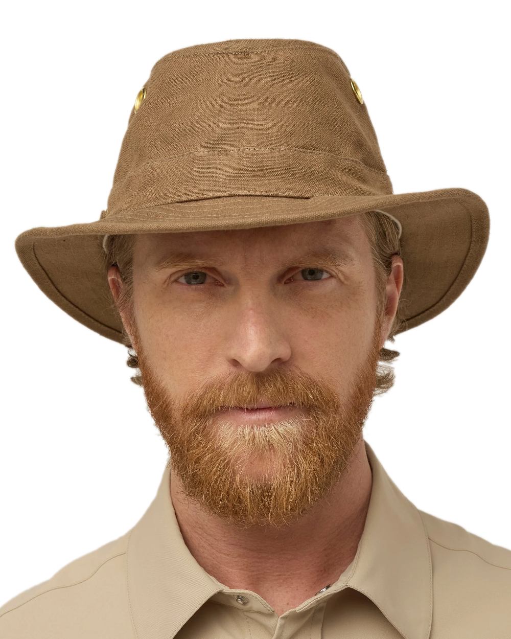Mocha Coloured Tilley Hemp Hat on white background 