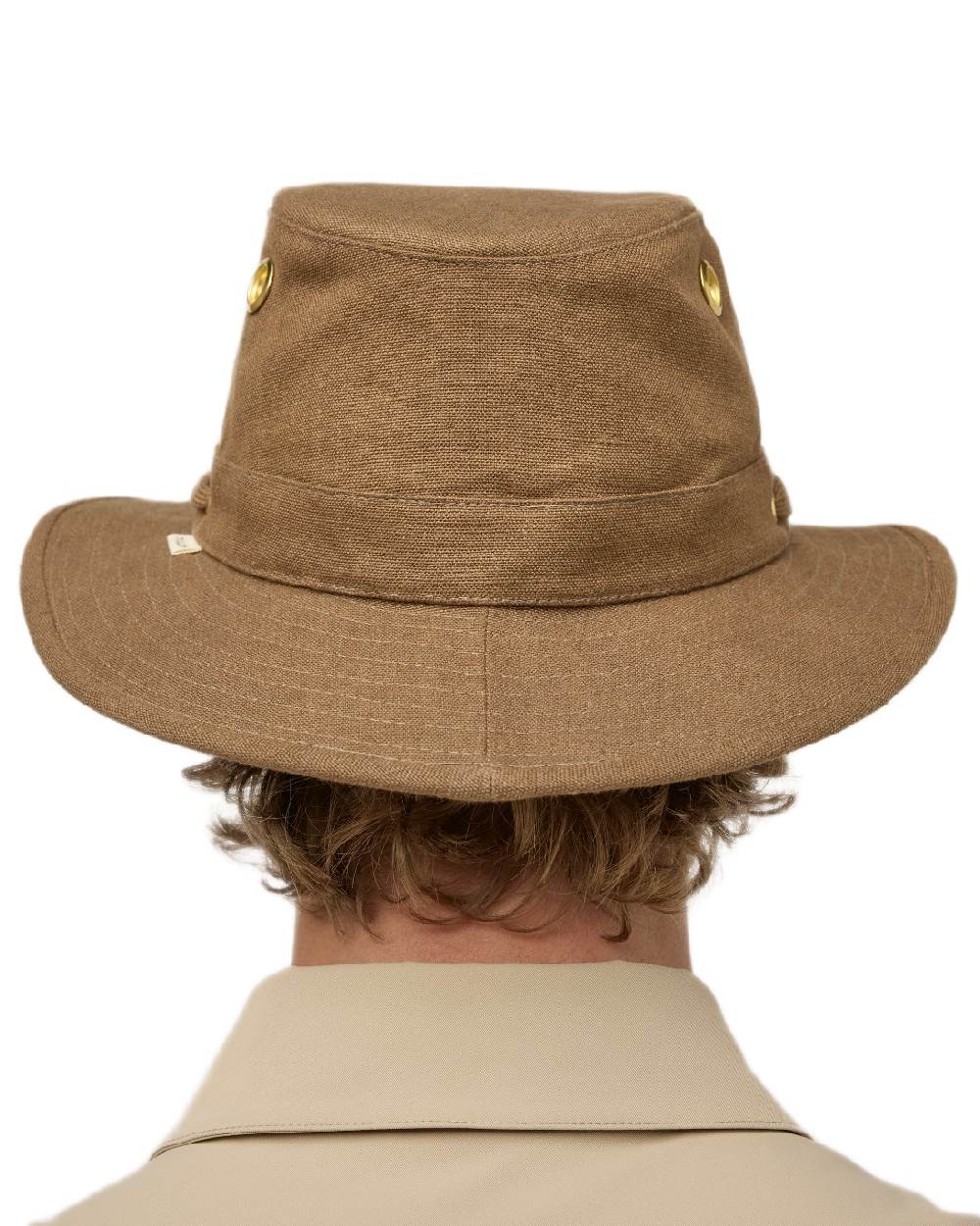 Mocha Coloured Tilley Hemp Hat on white background 