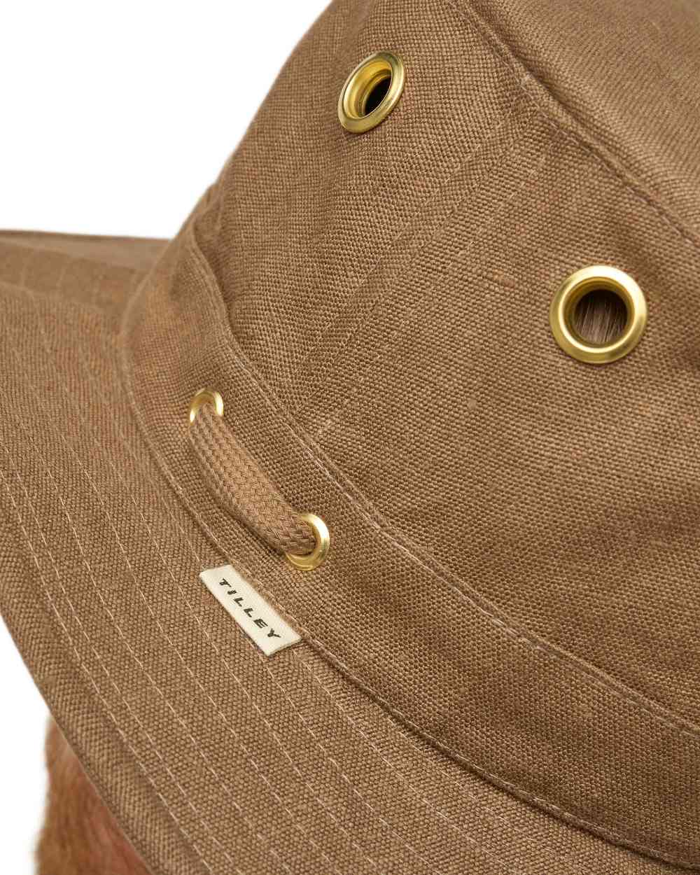 Mocha Coloured Tilley Hemp Hat on white background 