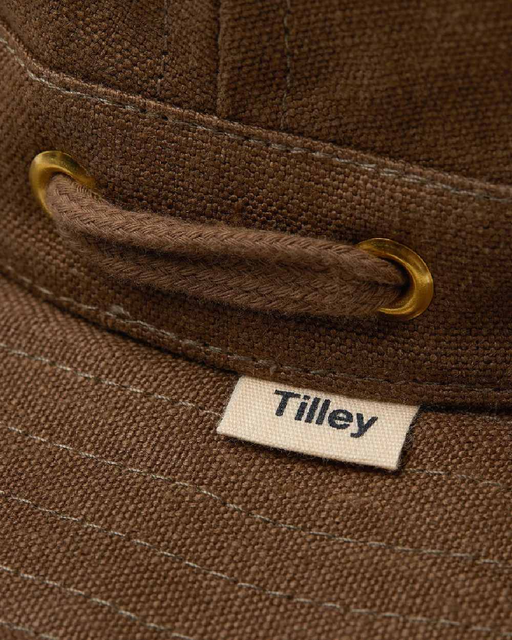 Mocha Coloured Tilley Hemp Hat on white background 