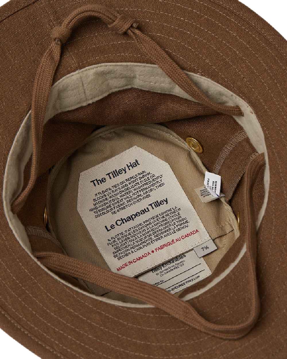 Mocha Coloured Tilley Hemp Hat on white background 