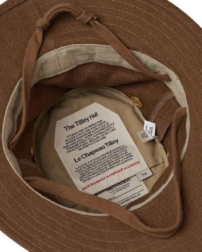 Mocha Coloured Tilley Hemp Hat on white background 