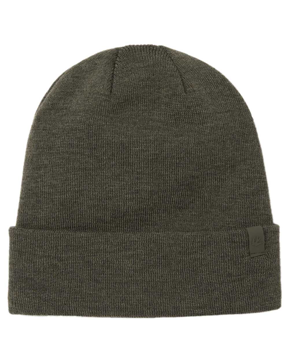 Olive Coloured Tilley Hydrowool Beanie on white background 