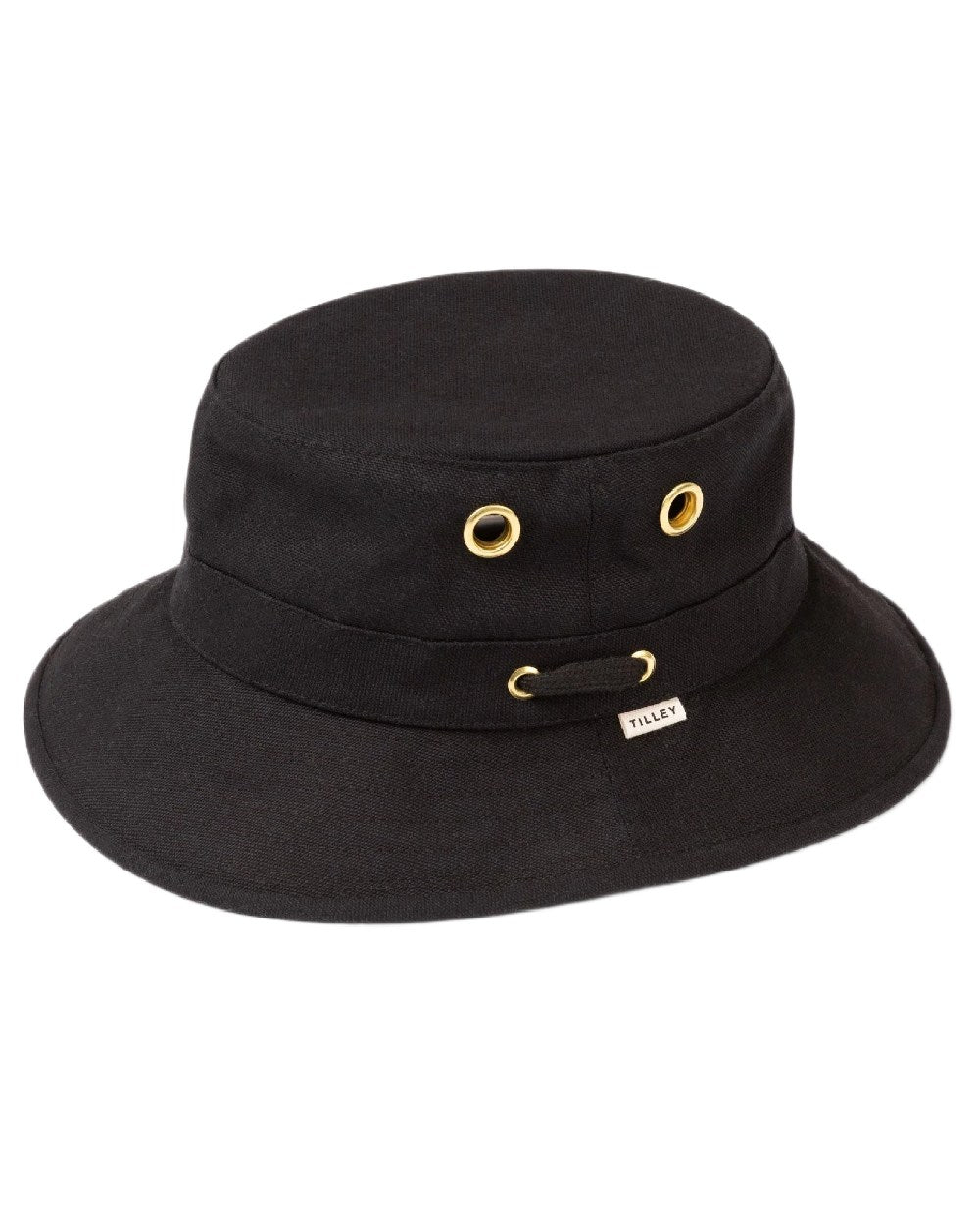 Black Coloured Tilley Iconic T1 Bucket Hat on white background 