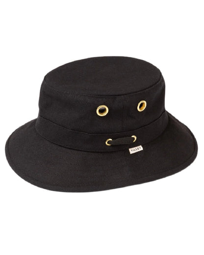 Black Coloured Tilley Iconic T1 Bucket Hat on white background 