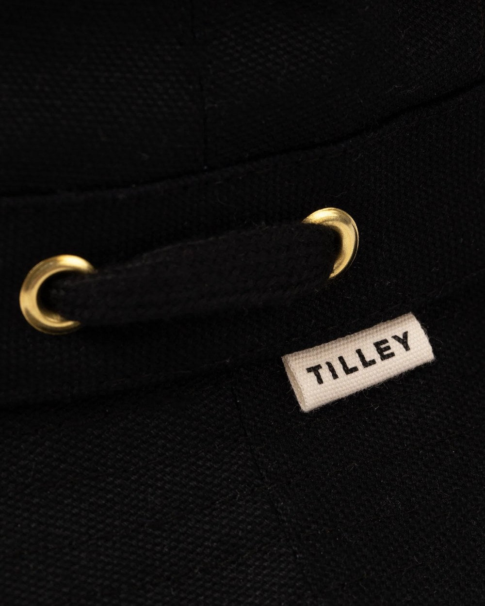 Black Coloured Tilley Iconic T1 Bucket Hat on white background 