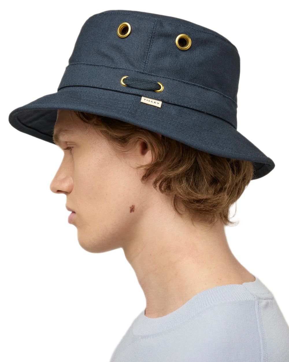 Dark Navy Coloured Tilley Iconic T1 Bucket Hat on white background 