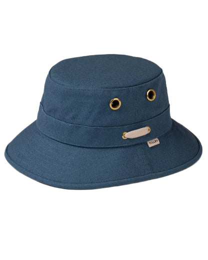Denim Blue Coloured Tilley Iconic T1 Bucket Hat on white background 
