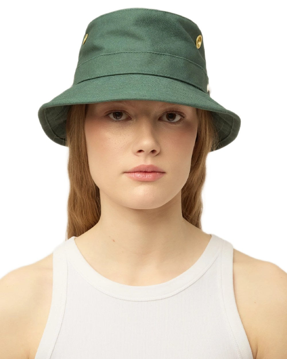 Ivy Coloured Tilley Iconic T1 Bucket Hat on white background 