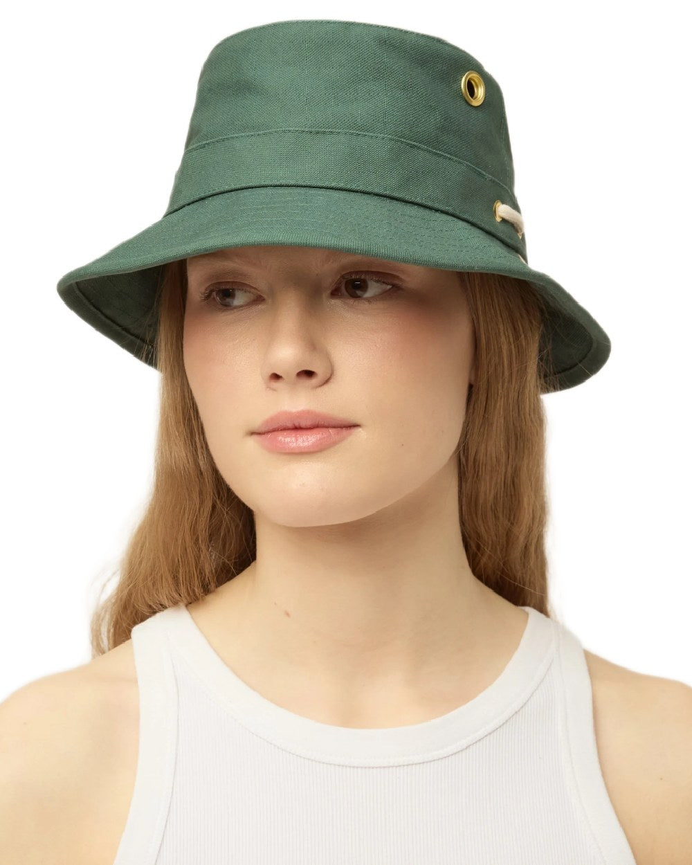 Ivy Coloured Tilley Iconic T1 Bucket Hat on white background 