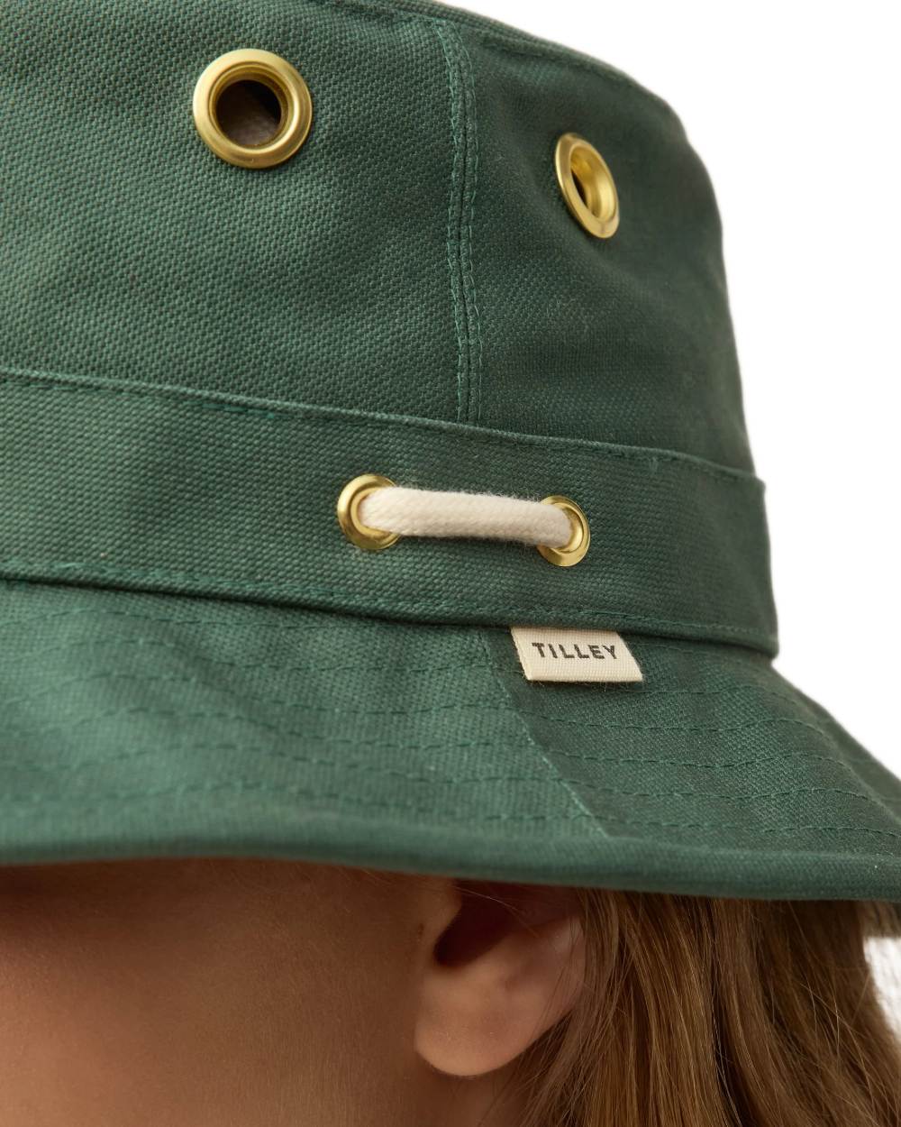 Ivy Coloured Tilley Iconic T1 Bucket Hat on white background 