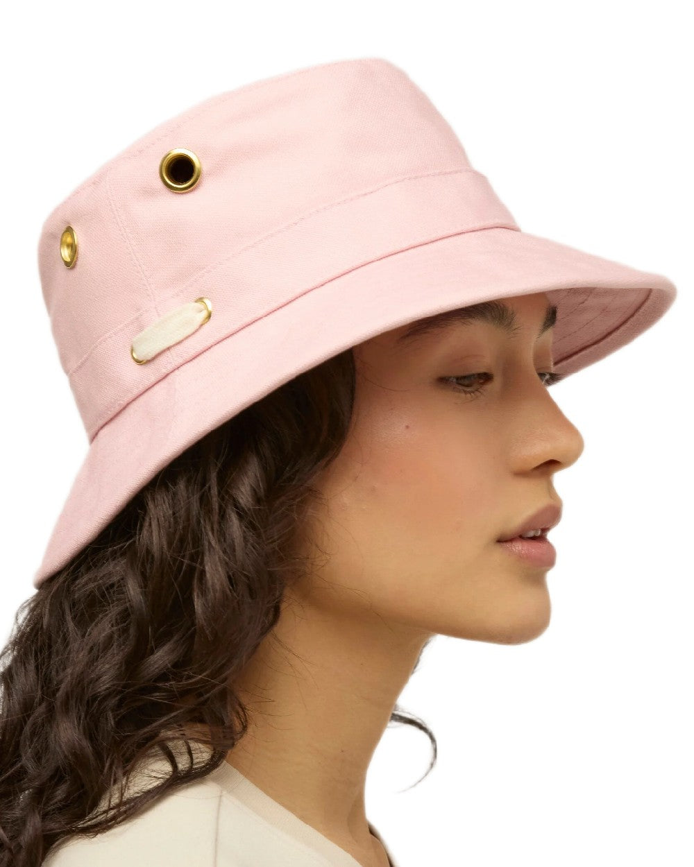 Light Pink Coloured Tilley Iconic T1 Bucket Hat on white background 