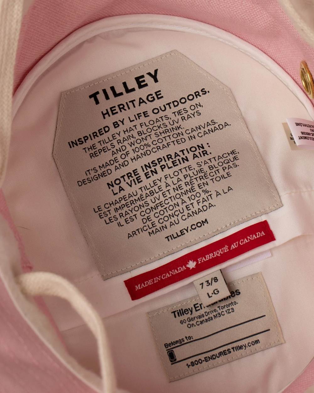 Light Pink Coloured Tilley Iconic T1 Bucket Hat on white background 