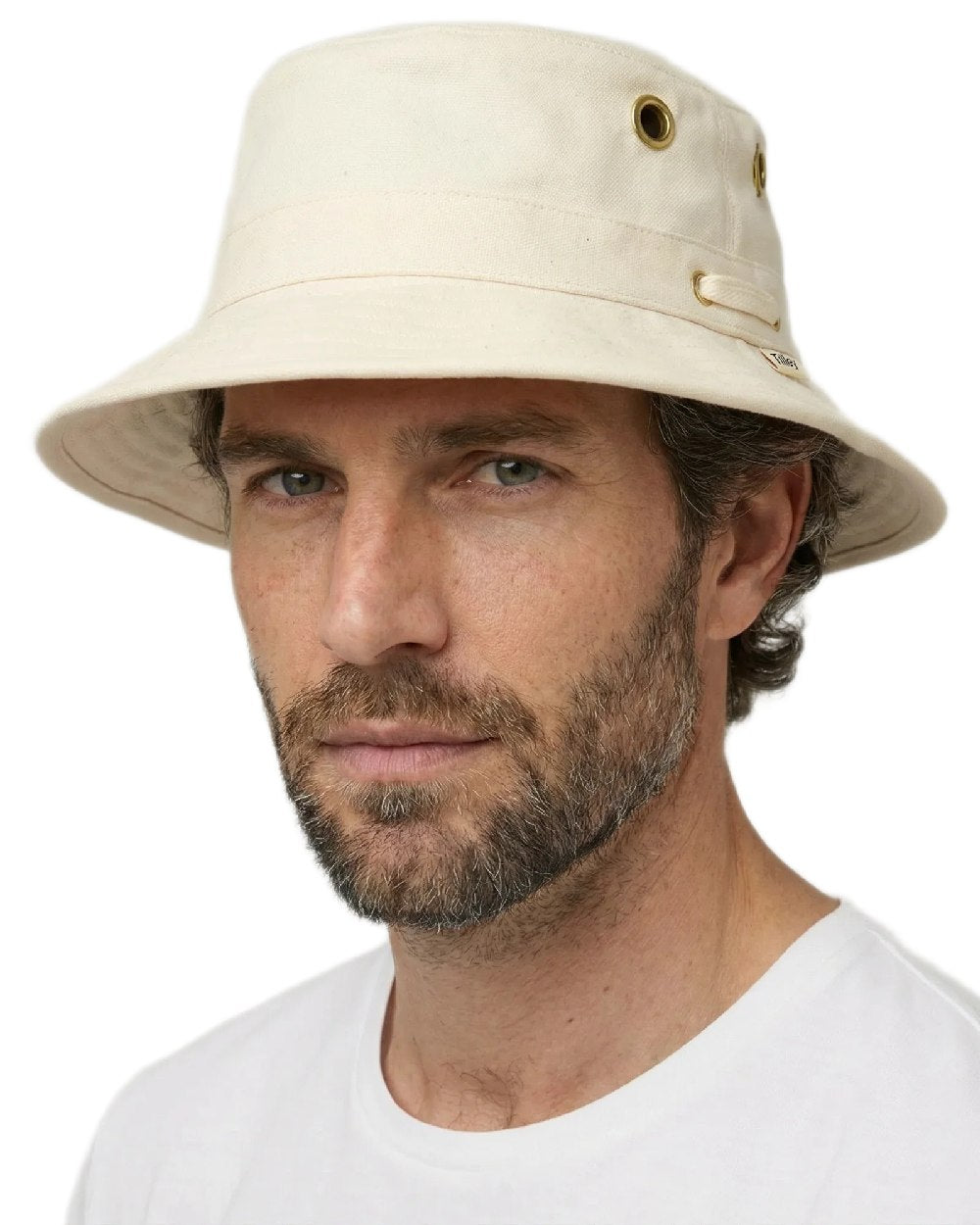 Natural Coloured Tilley Iconic T1 Bucket Hat on white background 