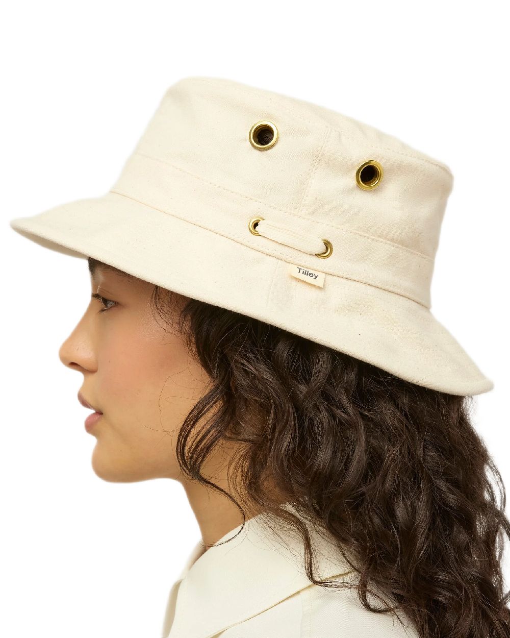 Natural Coloured Tilley Iconic T1 Bucket Hat on white background 