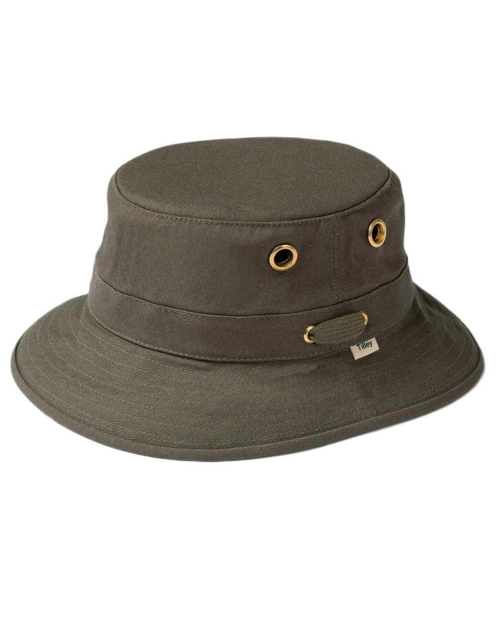 Olive Coloured Tilley Iconic T1 Bucket Hat on white background 