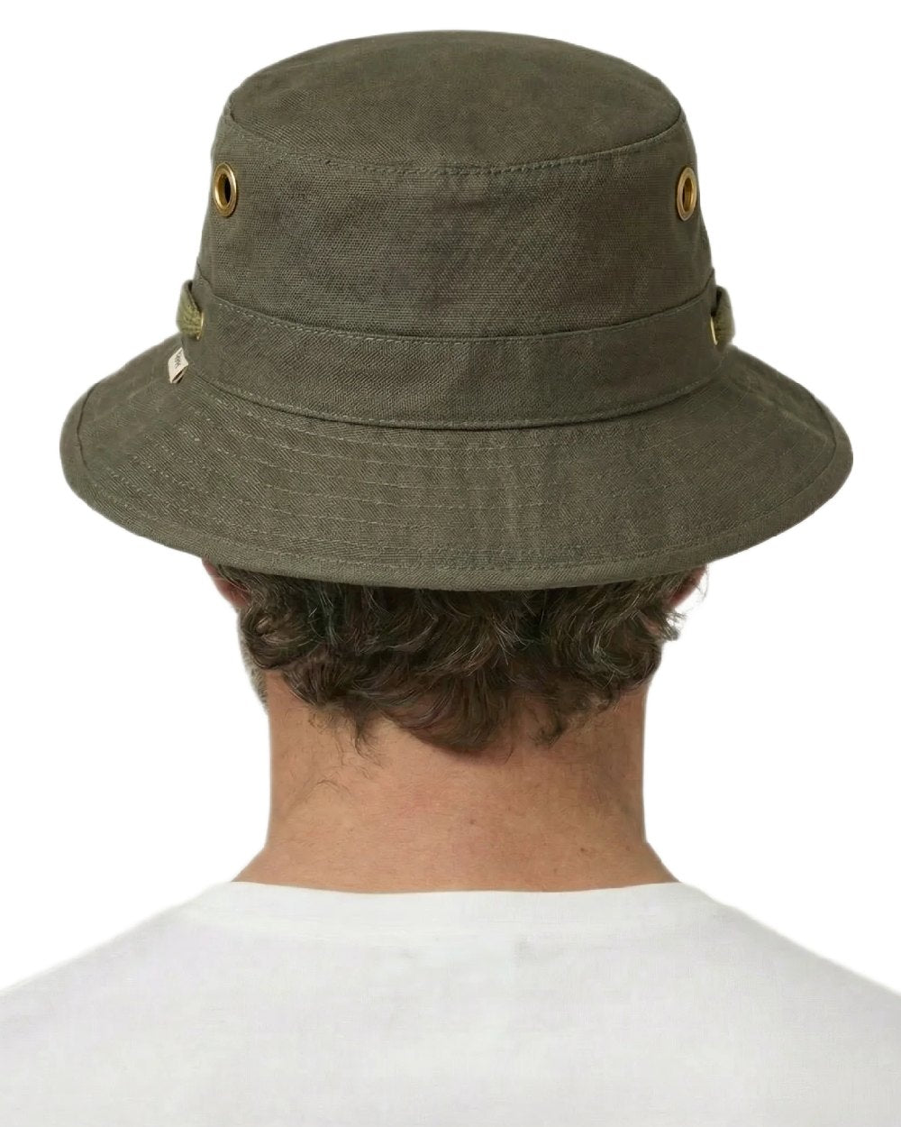 Olive Coloured Tilley Iconic T1 Bucket Hat on white background 