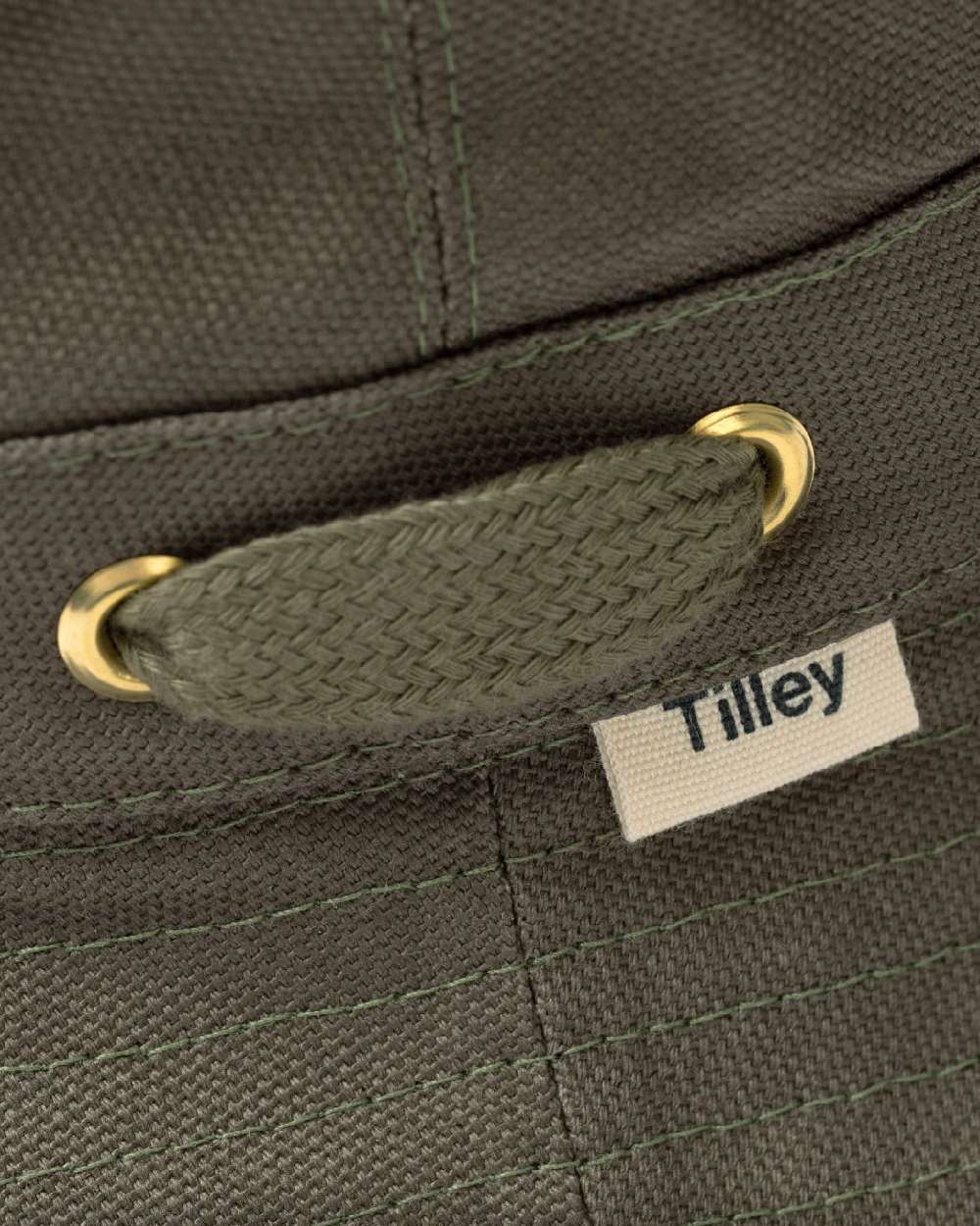 Olive Coloured Tilley Iconic T1 Bucket Hat on white background 