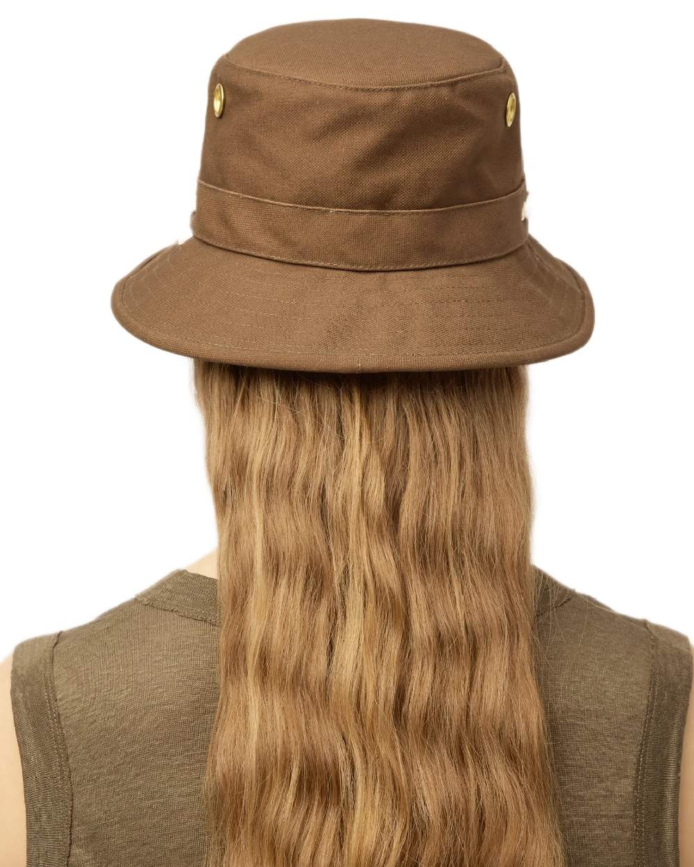 Peat Coloured Tilley Iconic T1 Bucket Hat on white background 