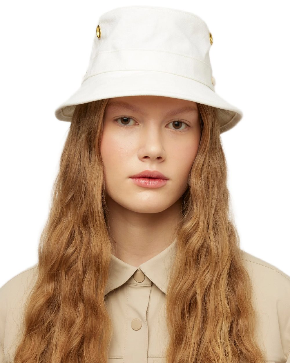 White Coloured Tilley Iconic T1 Bucket Hat on white background 