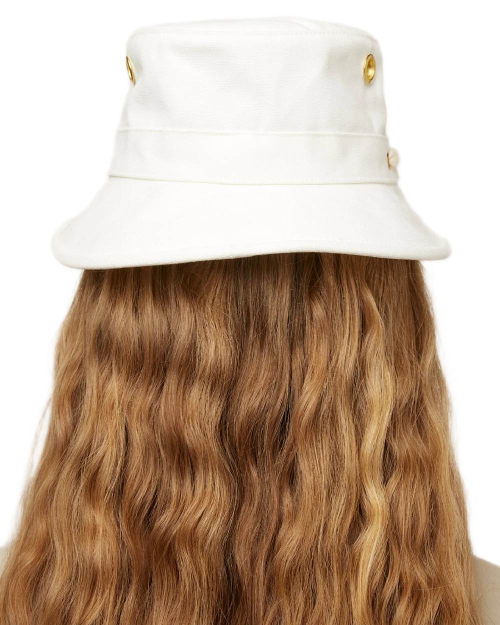 White Coloured Tilley Iconic T1 Bucket Hat on white background 