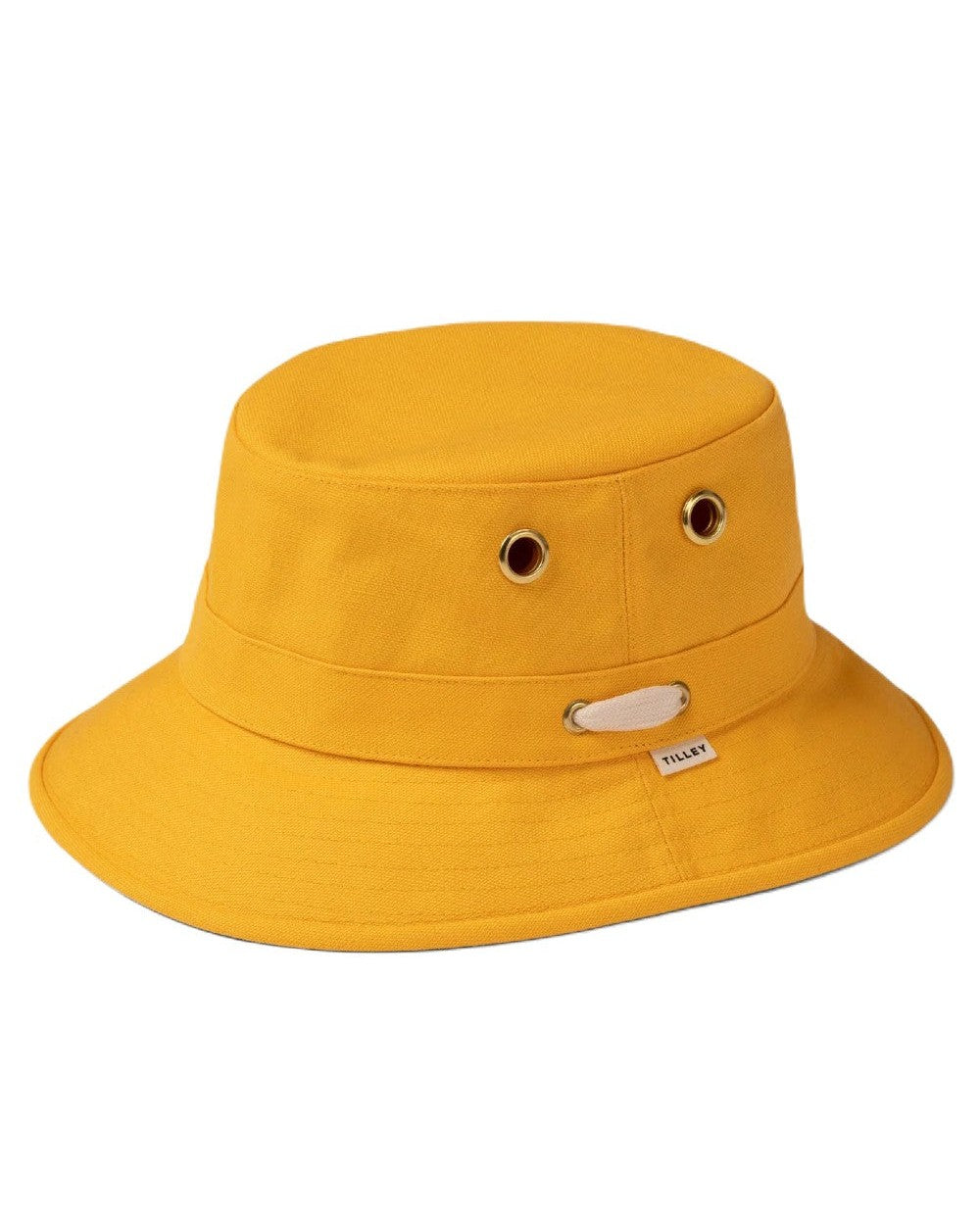 Yellow coloured Tilley Iconic T1 Bucket Hat on white background 