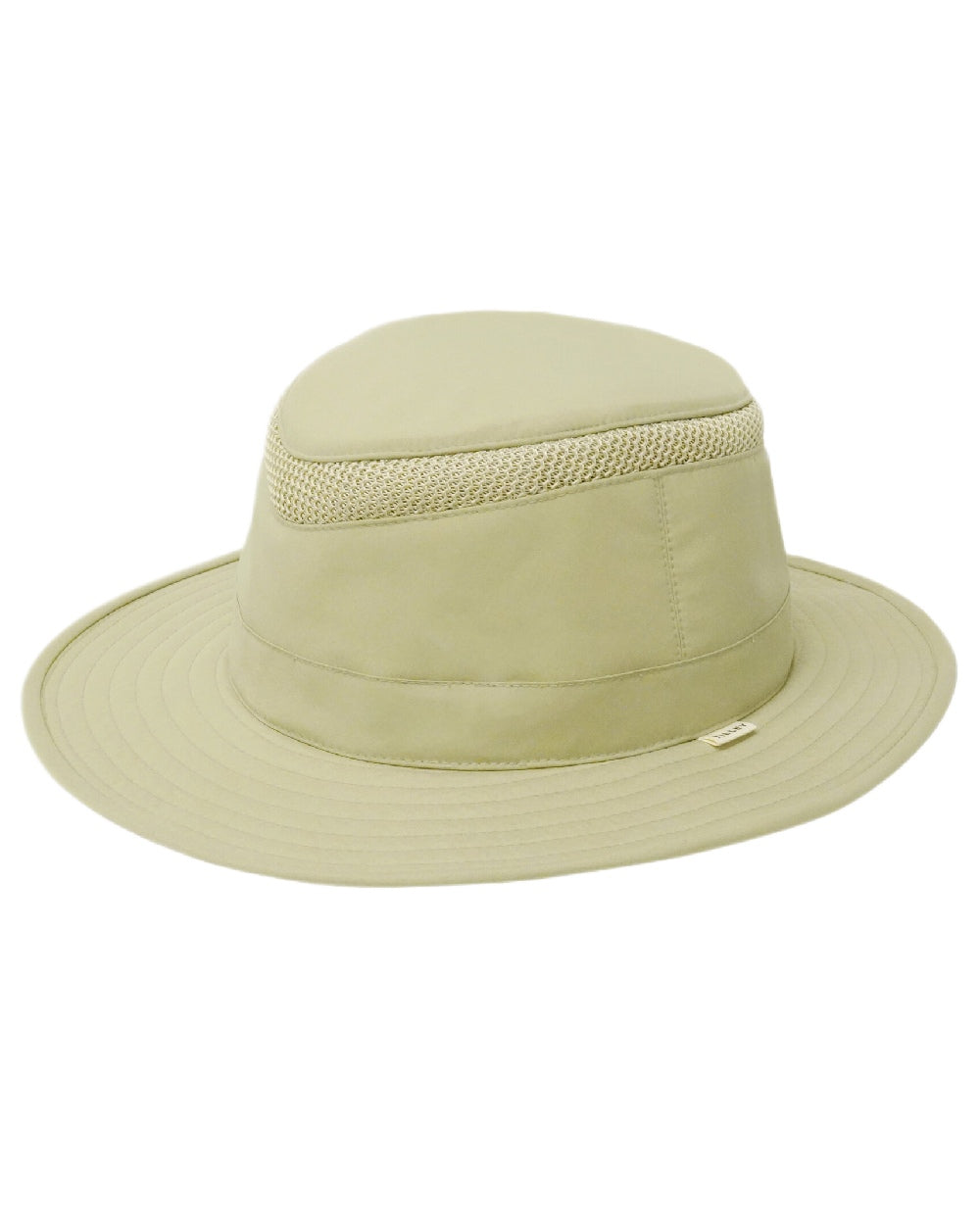 Khaki Coloured Tilley LTM5 Winterised Airflo Slim Sun Hat on white background 