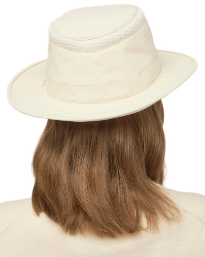 Light Stone Coloured Tilley LTM5 Winterised Airflo Slim Sun Hat on white background 