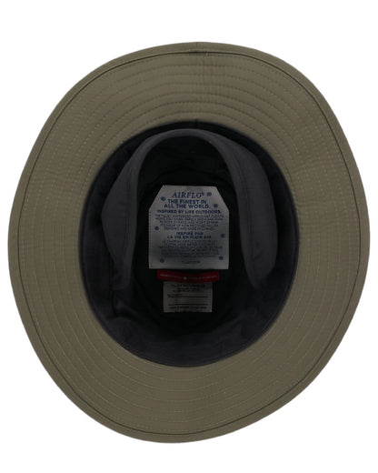 Olive Coloured Tilley LTM5 Winterised Airflo Slim Sun Hat on white background 