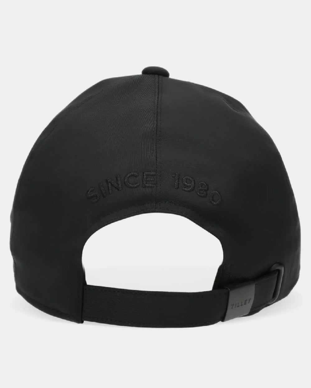 Black Coloured Tilley New Tech Travel Cap on white background 