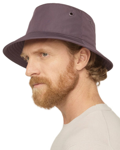 Aubergine Coloured Tilley T1 Performance Bucket Hat on white background 