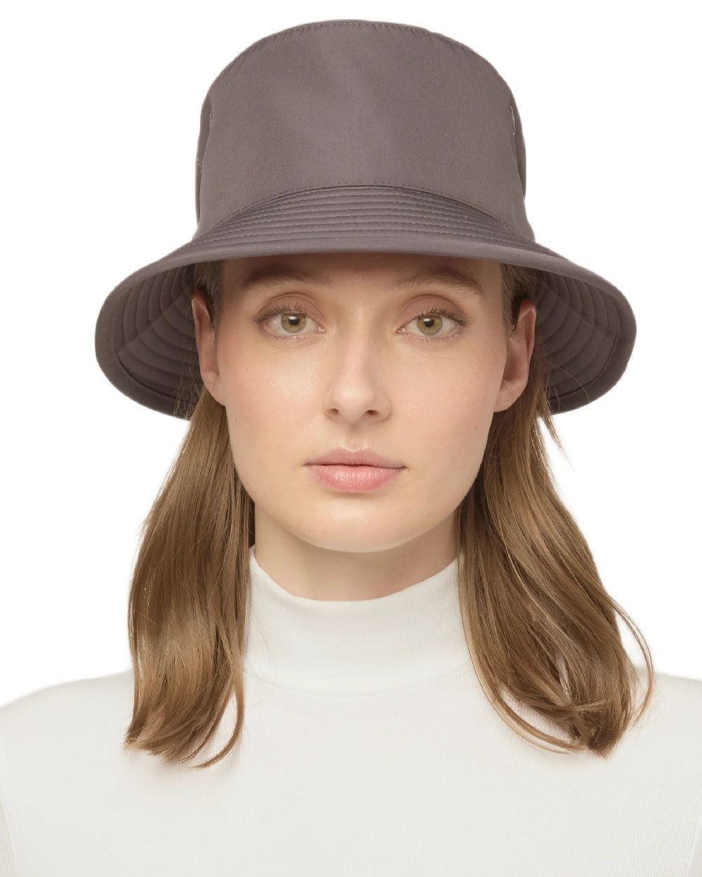 Slate Coloured Tilley T1 Performance Bucket Hat on white background 