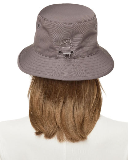 Slate Coloured Tilley T1 Performance Bucket Hat on white background 