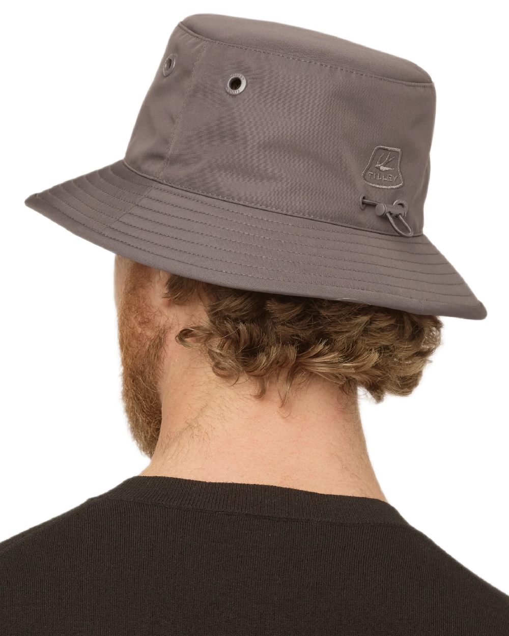 Slate Coloured Tilley T1 Performance Bucket Hat on white background 