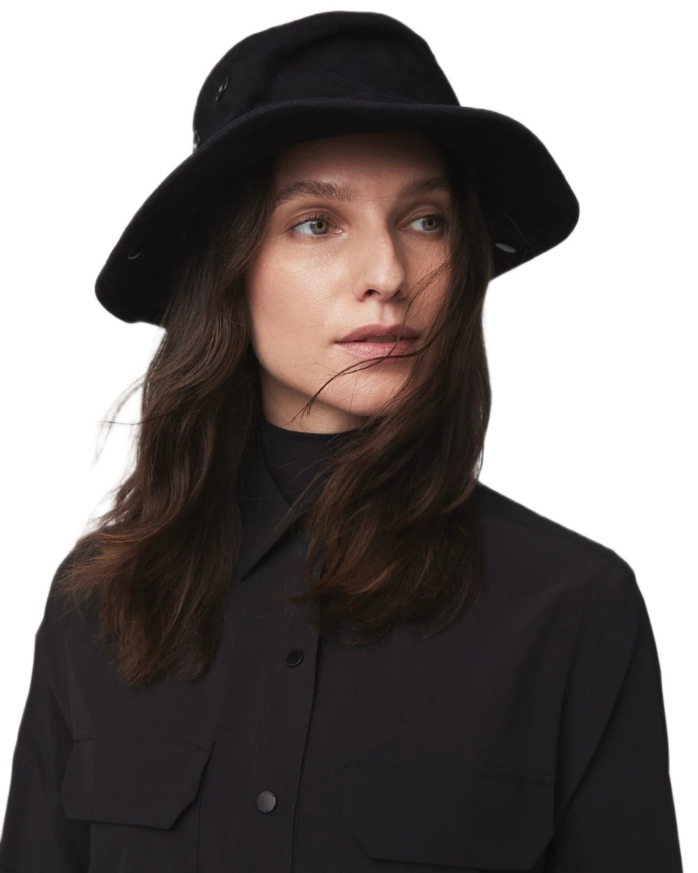 Black Coloured Tilley T3 Wanderer Hat on White background 