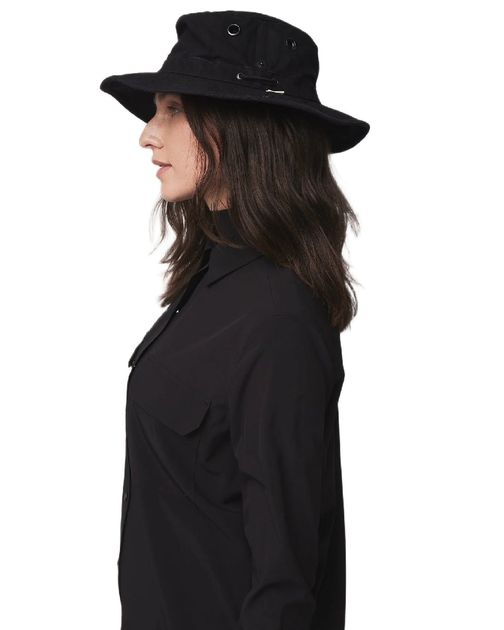 Black Coloured Tilley T3 Wanderer Hat on White background 