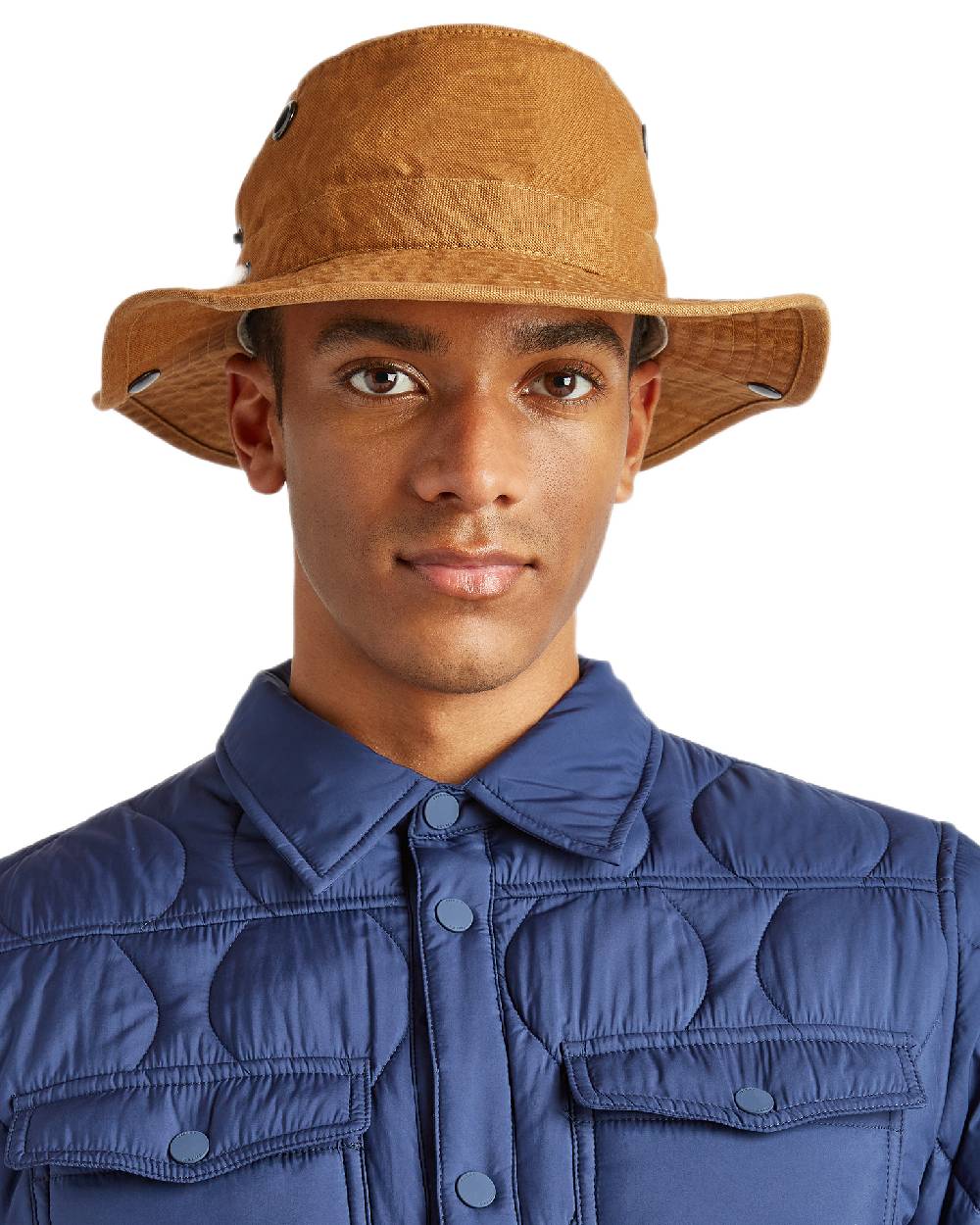 Dark Camel Coloured Tilley T3 Wanderer Hat on White background 