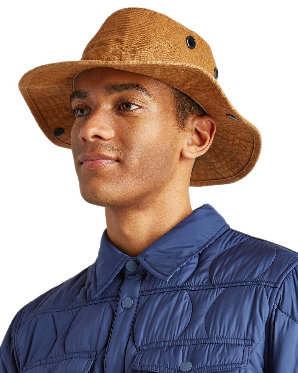 Dark Camel Coloured Tilley T3 Wanderer Hat on White background 