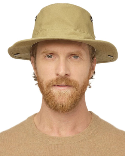 Fresh Straw Coloured Tilley T3 Wanderer Hat on White background 