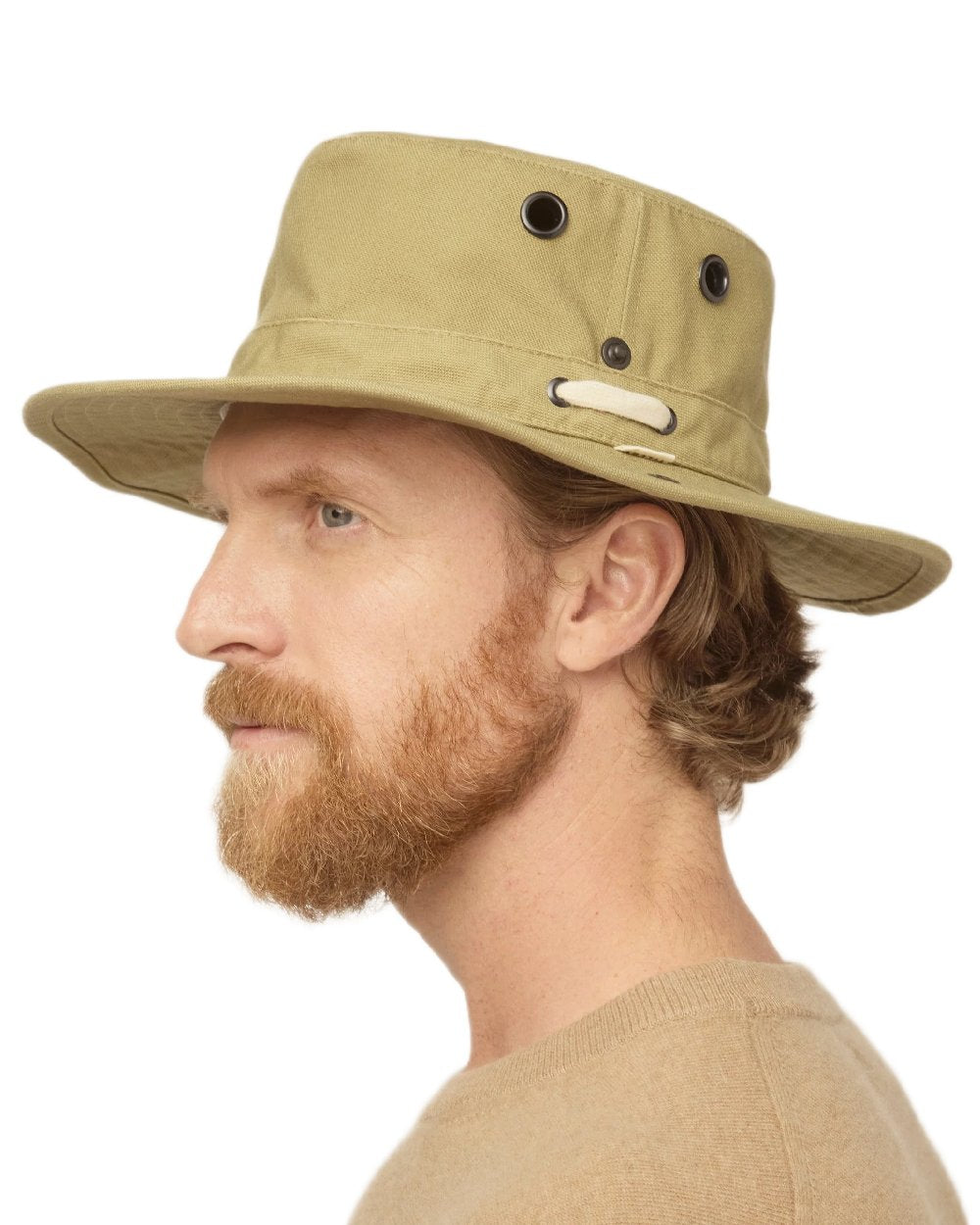 Fresh Straw Coloured Tilley T3 Wanderer Hat on White background 