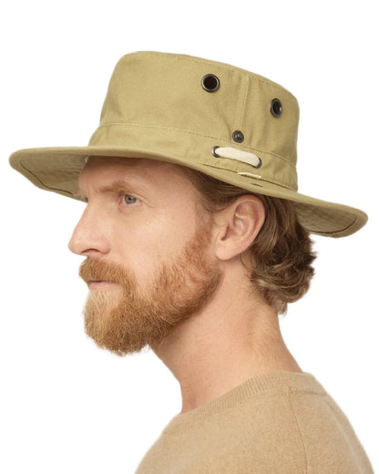 Fresh Straw Coloured Tilley T3 Wanderer Hat on White background 